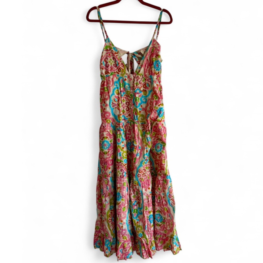 House of Harlow 1960 100% Cotton Long Floral Tiered Ruffle Boho Dress Size M